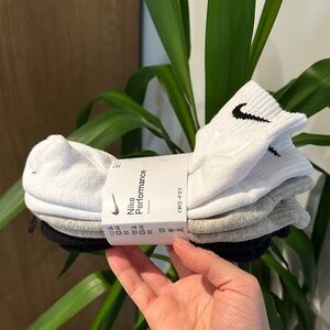 Nike White, Gray, and Black Socks Trio Dri Fit Medium Men’s